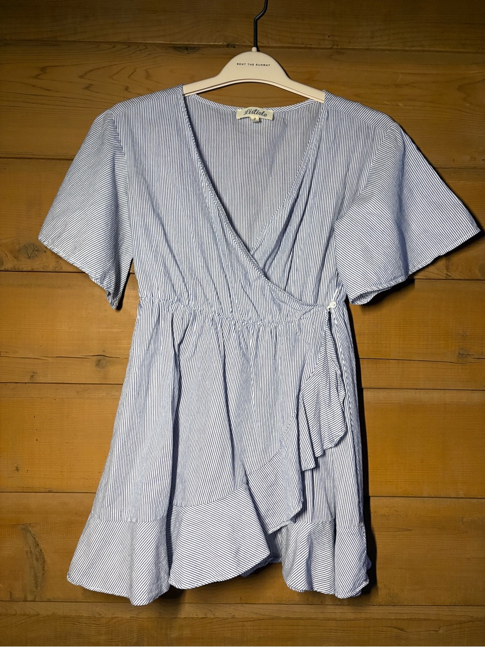 Blue & White Stripe Dress- Summer Wrap Dress- Size Small- Cotton